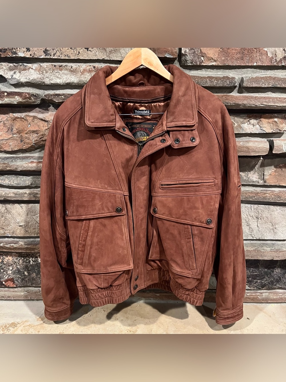 Vintage 90's Wilsons Leather Adventure Bound Brown Leather Bomber Jacket